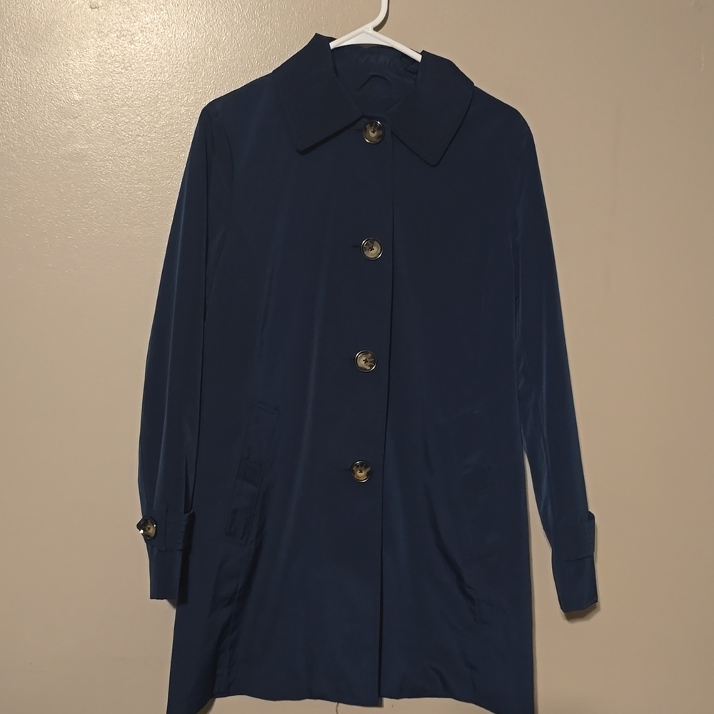 London Fog Womens Size Small Green Coat Button Up Trench Coat